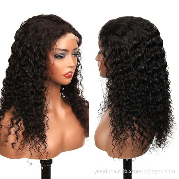 5x5 Transparent Lace Closure Human Hair Wig Vendors Natural Color Brazilian Water Wave Front Wigs For Black Women 180% Density